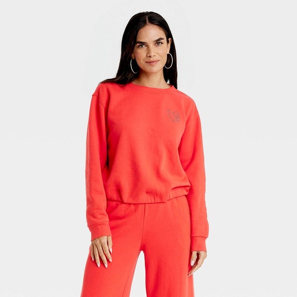 Women's Bubble Hem Sweatshirt - Universal Thread Red S - Picture 1 of 4